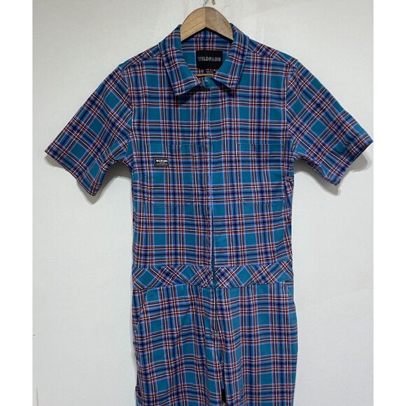 Wildfang Blue and Red Plaid Jumpsuit MEDIUM - Picture 2 of 15